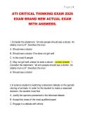 ATI CRITICAL THINKING EXAM 2026 EXAM BRAND NEW ACTUAL EXAM WITH ANSWERS&period;