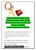 Texas Vehicle Inspector Certification Study Guide Questions and Answers 2026 &vert; 120&plus; Verified Practice Questions &vert; DPS Inspection Rules&comma; Vehicle Safety Standards&comma; Lighting Requirements & Texas State Inspection Procedures