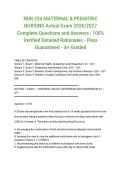 NUR 254 MATERNAL & PEDIATRIC NURSING Actual Exam 2026&sol;2027 Complete Questions and Answers &vert; 100&percnt; Verified Detailed Rationales - Pass Guaranteed - A&plus; Graded