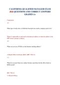 CALIFORNIA QUALIFIED MANAGER EXAM 2026 QUESTIONS AND CORRECT ANSWERS GRADED A&plus;