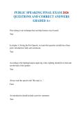 PUBLIC SPEAKING FINAL EXAM 2026 QUESTIONS AND CORRECT ANSWERS GRADED A&plus;