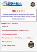 BIOD 151 Essential Human Anatomy & Physiology I w&sol;Lab&comma; Complete Questions with Verified Answers and Rationale &vert; Portage Learning &vert; Latest Updated Version &lpar;2026&sol;2027&rpar;&period;