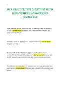 HCA PRACTICE TEST QUESTIONS WITH&NewLine;100&percnt; VERIFIED ANSWERS HCA&NewLine;practice test