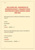 WGU COURSE C836 - FUNDAMENTALS OF &NewLine;INFORMATION SECURITY &vert; FREQUENTLY TESTED &NewLine;QUESTIONS WITH CORRECT ANSWERS &vert; BRAND &NewLine;NEW&excl; 2026 