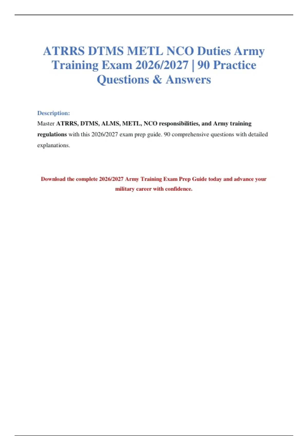 ATRRS DTMS Army Training Exam 2026/2027 - ATRRS DTMS Army Training ...