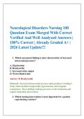 Neurological Disorders Nursing 100 &NewLine;Question Exam Merged With Correct &NewLine;Verified And Well Analyzed Answers &vert;&NewLine;100&percnt; Correct &vert; Already Graded A&plus; &vert; &NewLine;2026 Latest Update&excl;&excl;&excl;