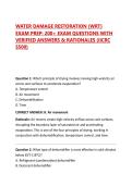 WATER DAMAGE RESTORATION &lpar;WRT&rpar; EXAM PREP&colon; 200&plus; EXAM QUESTIONS WITH VERIFIED ANSWERS & RATIONALES &lpar;IICRC S500&rpar;