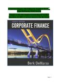 Berk and DeMarzo Corporate Finance 4th Edition Test Bank &vert; Verified Questions and Correct Answers for Chapters 1&ndash;16