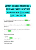 JERSEY COLLEGE MEDSURG 1 RN FINAL EXAM 2026&sol;2027 LATEST UPDATE &vert;&vert; VERIFIED Q&A - GRADED A&plus;