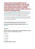 TEXAS CHILD CARE ADMINISTRATOR LICENSING EXAM 2026&sol;2027 &vert; 200 ACTUAL EXAM QUESTIONS & VERIFIED ANSWERS WITH DETAILED RATIONALES &vert; EXPERT REVIEWED STUDY GUIDE &vert; LATEST UPDATE &vert; INSTANT DOWNLOAD PDF