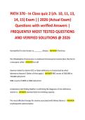 PATH 370 - In Class quiz 2 &lpar;ch&period; 10&comma; 11&comma; 13&comma; 14&comma; 15&rpar; Exam &vert;&vert; 2026 &lpar;Actual Exam&rpar; &NewLine;Questions with verified Answers &vert; FREQUENTLY MOST TESTED QUESTIONS AND VERIFIED SOLUTIONS &commat; 2026 