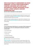 WGU D443 HEALTH ASSESSMENT OA EXAM 2026&sol;2027 &vert; ACTUAL EXAM QUESTIONS & VERIFIED ANSWERS WITH DETAILED RATIONALES &vert; EXPERT REVIEWED STUDY GUIDE &vert; LATEST UPDATE &vert; INSTANT DOWNLOAD PDF