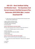 ASA 101 &ndash; Basic Keelboat Sailing Certification Exam Test Questions And Correct Answers &lpar;Verified Answers&rpar; Plus Rationales 2025&sol;2026 Q&A &vert; Instant Download Pdf