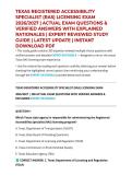 TEXAS REGISTERED ACCESSIBILITY SPECIALIST &lpar;RAS&rpar; LICENSING EXAM 2026&sol;2027 &vert; ACTUAL EXAM QUESTIONS & VERIFIED ANSWERS WITH EXPLAINED RATIONALES &vert; EXPERT REVIEWED STUDY GUIDE &vert; LATEST UPDATE &vert; INSTANT DOWNLOAD PDF
