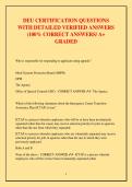 DEU CERTIFICATION QUESTIONS WITH DETAILED VERIFIED ANSWERS &lpar;100&percnt; CORRECT ANSWERS&sol; A&plus; GRADED