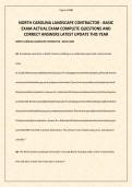 NORTH CAROLINA LANDSCAPE CONTRACTOR - BASIC EXAM ACTUAL EXAM COMPLETE QUESTIONS AND CORRECT ANSWERS LATEST UPDATE THIS YEAR&period;pdf&NewLine;&NewLine;