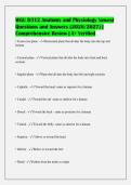 WGU D312 Anatomy and Physiology Newest&NewLine;Questions and Answers &lpar;2026&sol;2027&rpar; &vert;&NewLine;Comprehensive Review &vert; A&plus; Verified