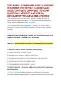 TEST BANK &ndash; COMMUNITY HEALTH NURSING IN CANADA 4TH EDITION &lpar;MACDONALD&comma; 2022&rpar; &vert; COMPLETE CHAPTERS 1&ndash;18 EXAM QUESTIONS&comma; VERIFIED ANSWERS & DETAILED RATIONALES &vert; 2026 UPDATED