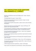 CET CERTIFICATION EXAM QUESTIONS AND ANSWERS ALL CORRECT 