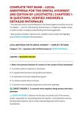 COMPLETE TEST BANK &ndash; LOCAL ANESTHESIA FOR THE DENTAL HYGIENIST 2ND EDITION BY LOGOTHETIS &vert; CHAPTERS 1&ndash;16 QUESTIONS&comma; VERIFIED ANSWERS & DETAILED RATIONALES