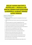  BIOL251 HUMAN ANATOMY & PHYSIOLOGY I &ndash; MODULE 8 THE SPECIAL SENSES EXAM QUESTIONS & ANSWERS A&plus; ALREADY GRADED LATEST VERSION