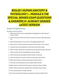  BIOL251 HUMAN ANATOMY & PHYSIOLOGY I &ndash; MODULE 8 THE SPECIAL SENSES EXAM QUESTIONS & ANSWERS A&plus; ALREADY GRADED LATEST VERSION