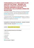 FUNDAMENTALS OF URINE & BODY FLUID ANALYSIS TEST BANK &ndash; BRUNZEL 5TH EDITION &vert; COMPLETE CHAPTER MCQS&comma; VERIFIED ANSWERS & DETAILED RATIONALES &vert; MLS & NURSING URINALYSIS REVIEW 2026