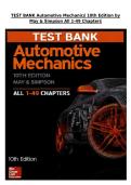 Automotive Mechanics 10th Edition Test Bank &vert; May & Simpson &vert; All Chapters 1&ndash;49 Covered &vert; Verified Latest Edition &vert; Instant PDF Download