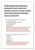 Certified Supply Chain Professional &NewLine;Examination &lpar;Cscp&rpar; Practice Exam &NewLine;Questions And Correct Answers &lpar;Verified &NewLine;Answers&rpar; Plus Rationales 2026 Q&A &vert; &NewLine;Instant Download Pdf 