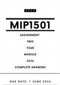 MIP1501 Assignment 2 Answers - Year Module 2026 &vert; Due Date 1 June 2026