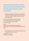 California Bar ExamPractice Questions&NewLine;With Correct Answers &lpar;Verified Answers&rpar;&NewLine;Plus Rationales 2026 Q&A &vert; Instant&NewLine;Download Pdf
