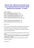 PNH 301 TEST 2 Official Exam 2026&sol;2027 Actual Exam Complete Questions and Answers Detailed Rationales Pass Guaranteed - A&plus; Graded