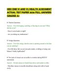 HESI ONE V1 AND V2 HEALTH ASSESSMENT&NewLine;ACTUAL TEST PAPER 2026 FULL ANSWERS&NewLine;GRADED A&plus;