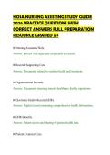 HOSA NURSING ASSISTING STUDY GUIDE&NewLine;2026 PRACTICE QUESTIONS WITH&NewLine;CORRECT ANSWERS FULL PREPARATION&NewLine;RESOURCE GRADED A&plus;