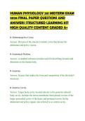 HUMAN PHYSIOLOGY 261 MIDTERM EXAM&NewLine;2026 FINAL PAPER QUESTIONS AND&NewLine;ANSWERS STRUCTURED LEARNING KIT&NewLine;HIGH QUALITY CONTENT GRADED A&plus;