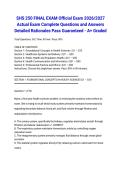 SHS 250 FINAL EXAM Official Exam 2026&sol;2027 Actual Exam Complete Questions and Answers Detailed Rationales Pass Guaranteed - A&plus; Graded