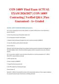 CON 1400V Final Exam ACTUAL EXAM 2026&sol;2027 &vert; CON 1400V Contracting &vert; Verified Q&A &vert; Pass Guaranteed - A&plus; Graded