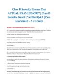 Class D Security License Test ACTUAL EXAM 2026&sol;2027 &vert; Class D Security Guard &vert; Verified Q&A &vert; Pass Guaranteed - A&plus; Graded
