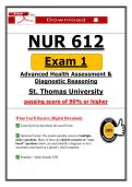 NUR 612 Exam 1 &ndash; Health Assessment Diagnostic Reasoning &ndash; St&period; Thomas