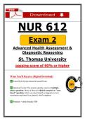 NUR 612 Exam 2 &ndash; Health Assessment Diagnostic Reasoning &ndash; St&period; Thomas