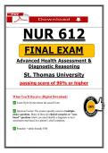 NUR 612 Final Exam &ndash; Health Assessment Diagnostic Reasoning &ndash; St&period; Thomas