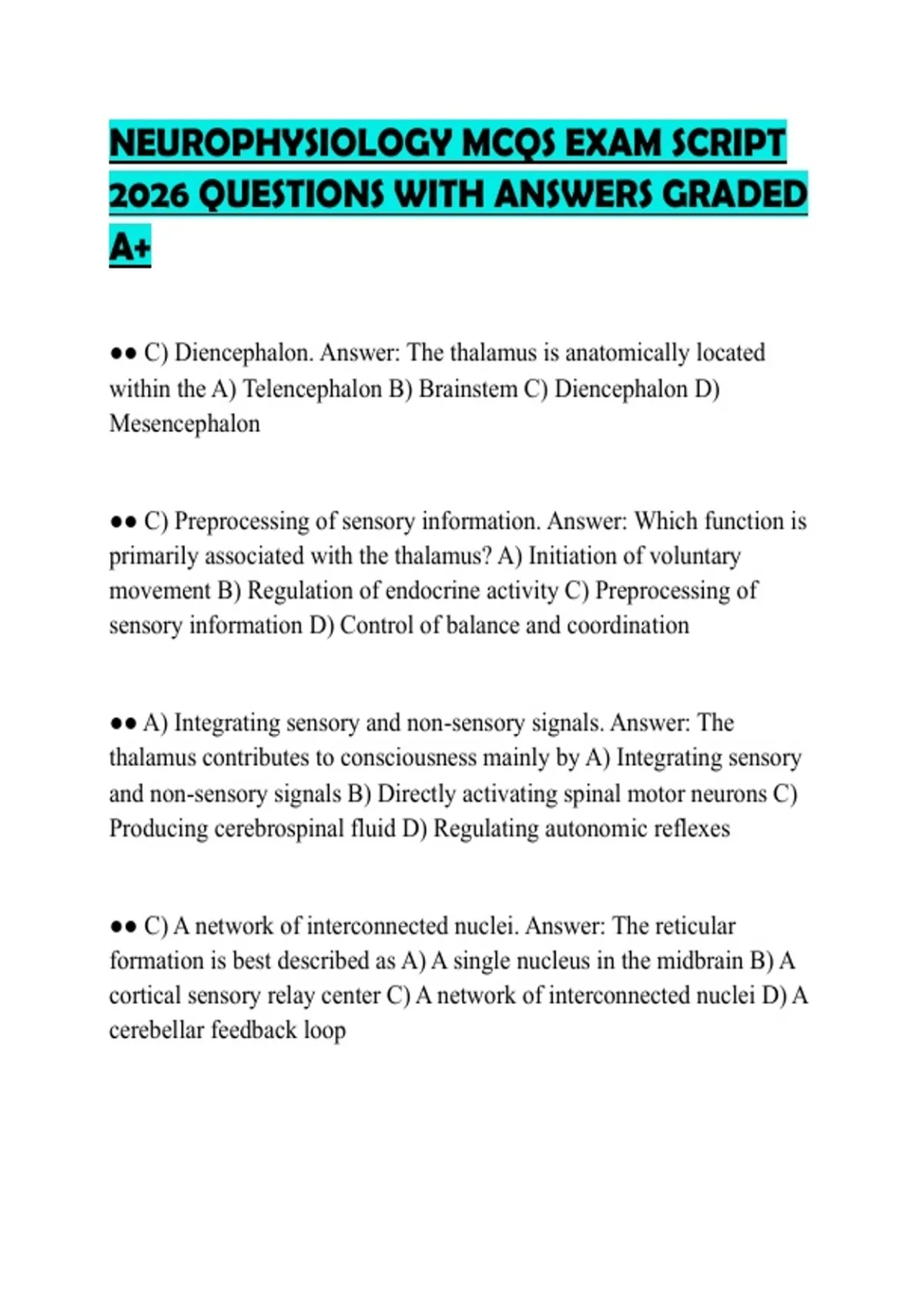 NEUROPHYSIOLOGY_MCQS_EXAM_SCRIPT_2026_QUESTIONS_WITH_ANSWERS_GRADED ...