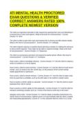 ATI MENTAL HEALTH PROCTORED EXAM QUESTIONS & VERIFIED CORRECT ANSWERS RATED 100&percnt; COMPLETE NEWEST VERSION&NewLine;
