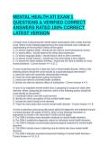 MENTAL HEALTH ATI EXAM 1 QUESTIONS & VERIFIED CORRECT ANSWERS RATED 100&percnt; CORRECT LATEST VERSION