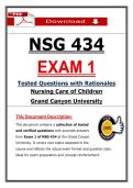 GCU NSG 434 Exam 1 &ndash; Nursing Care of Children &ndash; &lpar;2026&rpar; Actual Questions & Answers