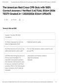 The American Red Cross CPR Quiz with 100&percnt; Correct Answers &vert; Verified &vert;&vert; ACTUAL EXAM 2026 TEST&excl;&excl; Graded A&plus; &vert; 2025&vert;2026 EXAM UPDATE&NewLine;&NewLine;