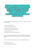 MEDICAL SURGICAL NURSING TEST &NewLine;BANK &lpar;11TH EDITION&sol; IGNATAVICIUS&rpar; &NewLine;COMPLETE HESI REVIEWS WITH &NewLine;CORRECT&vert; VERIFIED ANSWERS &NewLine;CLINICAL RATIONALES & &NewLine;INTERPROFESSIONAL CARE FOCUS &NewLine;LATEST UPDATE 