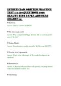 ESTHETICIAN WRITTEN PRACTICE&NewLine;TEST 1 2 100 QUESTIONS 2026&NewLine;BEAUTY TEST PAPER ANSWERS&NewLine;GRADED A&plus;&NewLine;
