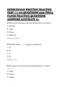 ESTHETICIAN WRITTEN PRACTICE&NewLine;TEST 1 2 100 QUESTIONS 2026 FINAL&NewLine;PAPER PRACTICE QUESTIONS&NewLine;ANSWERS ACCURATE A&plus;&NewLine;