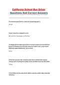 California School Bus Driver Practice Questions and Correct Answers
